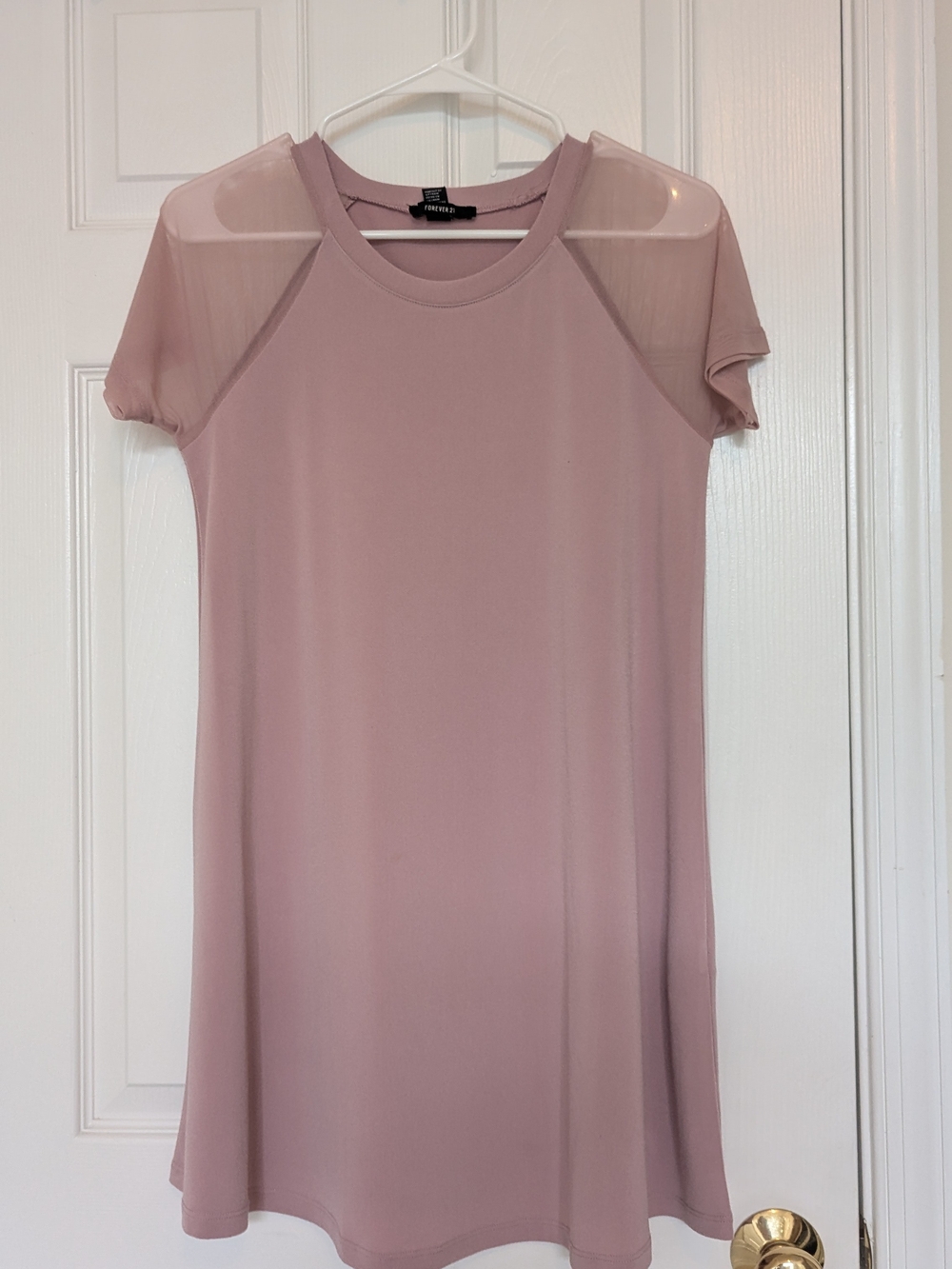 Forever 21 Dusty Rose Mesh-Sleeve T-Shirt Dress